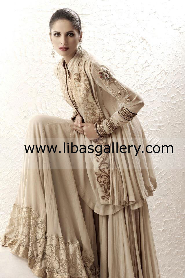 Antique Gold Unze Party Wear Dress