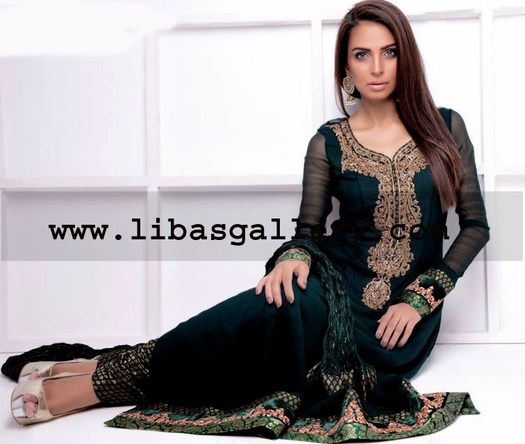 Dark Jungle Green Bonita Party Wear