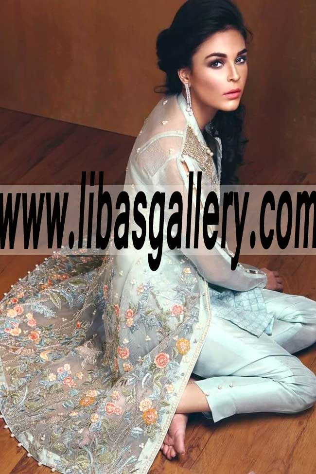 Beautiful Party Wear with chic and sweet embellishments and embroidery for Formal and Evening Events