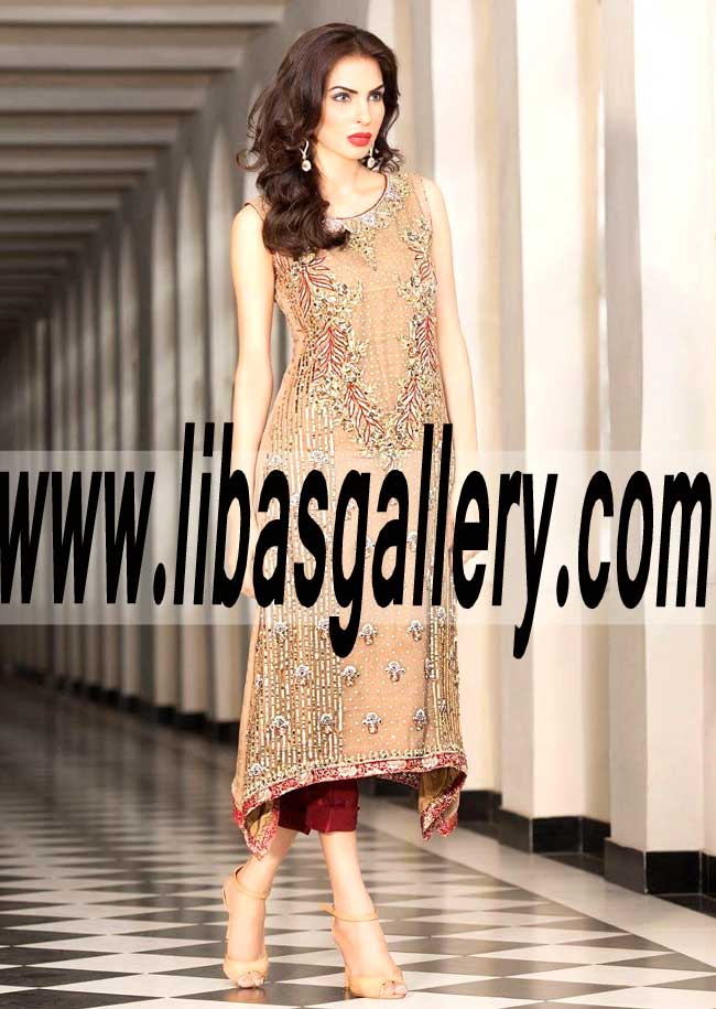 Magnificent Designer Party Wear with stylish and sophisticated embellishments for Party and Evening