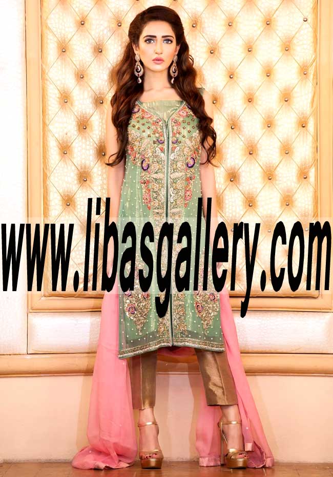Majestic Designer Party wear with charming and nice embellishments and embroidery for Party and Formal Events