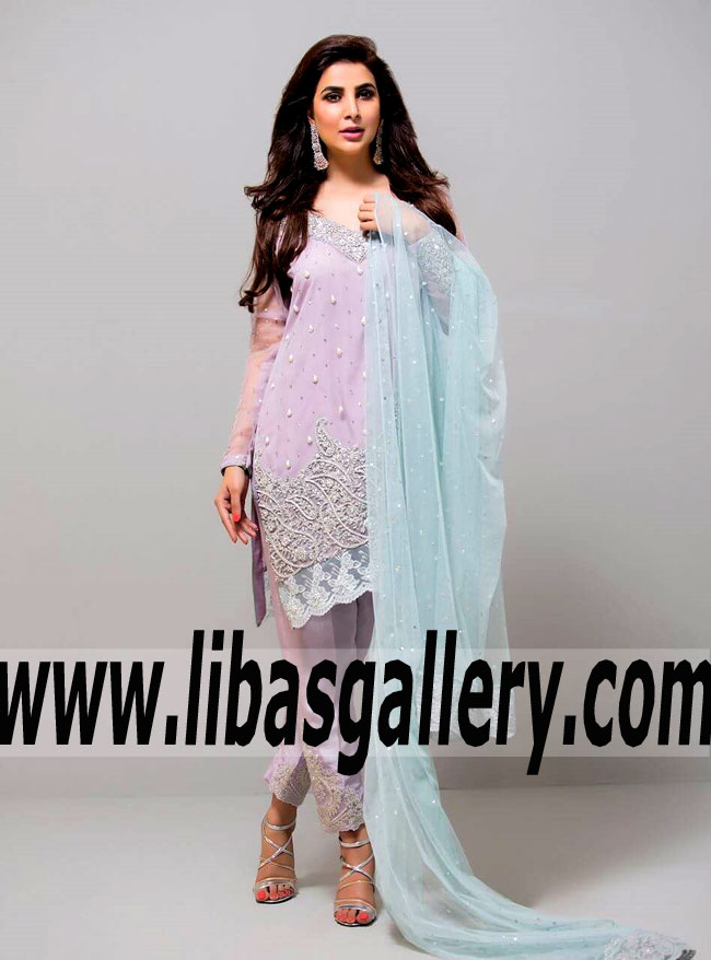 Mesmerizing LILAC AND ICE BLUE Evening Dress for Party and Social Events