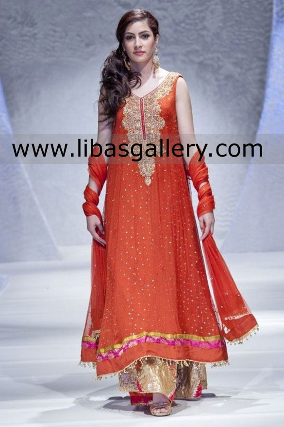 Orange Anarkali Hawaii
