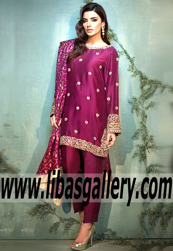 Attractive Magenta Party Dress