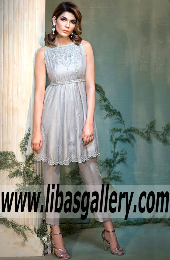 Super Stylish Gray Gladiolus Peplum