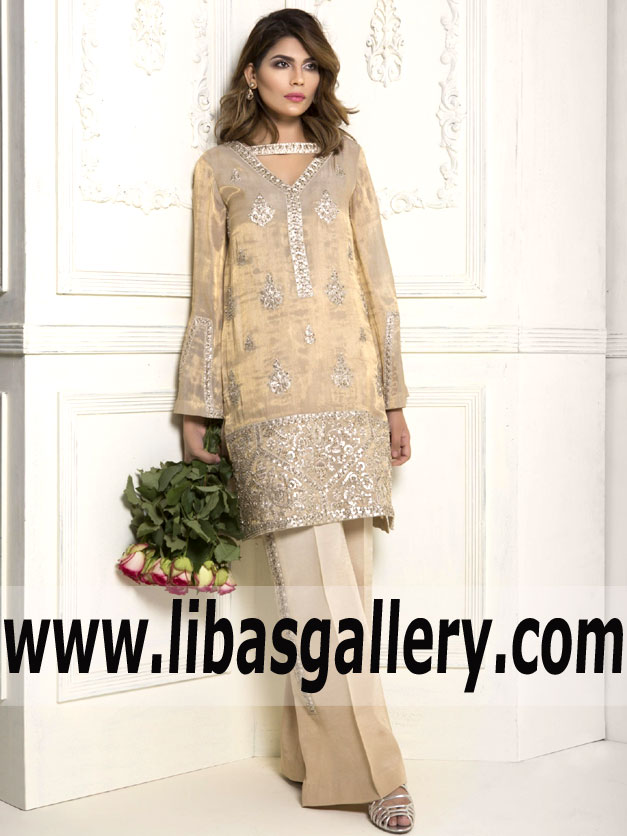 Stylish Metallic Gold Gladiolus Formal Outfit