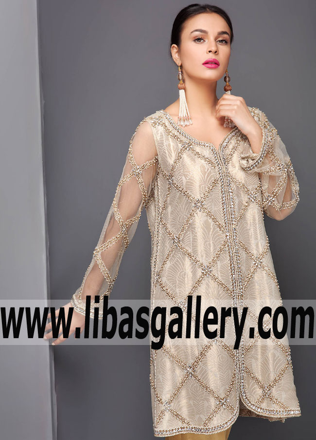 Stylish Pearl Gladiolus Party Dress