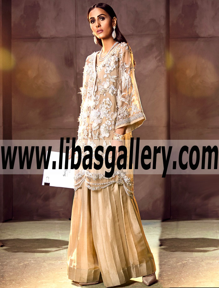 Delicate Peach yellow Dahlia Party Dress