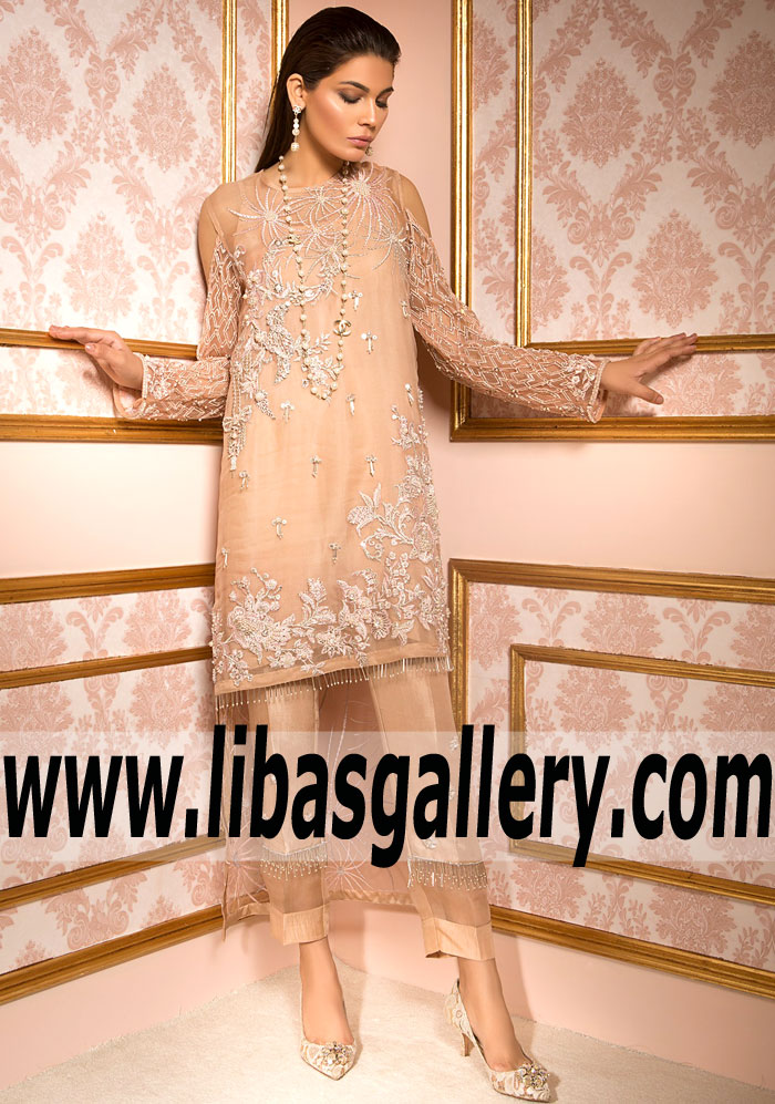 Alluring Apricot Dahlia Party Outfit