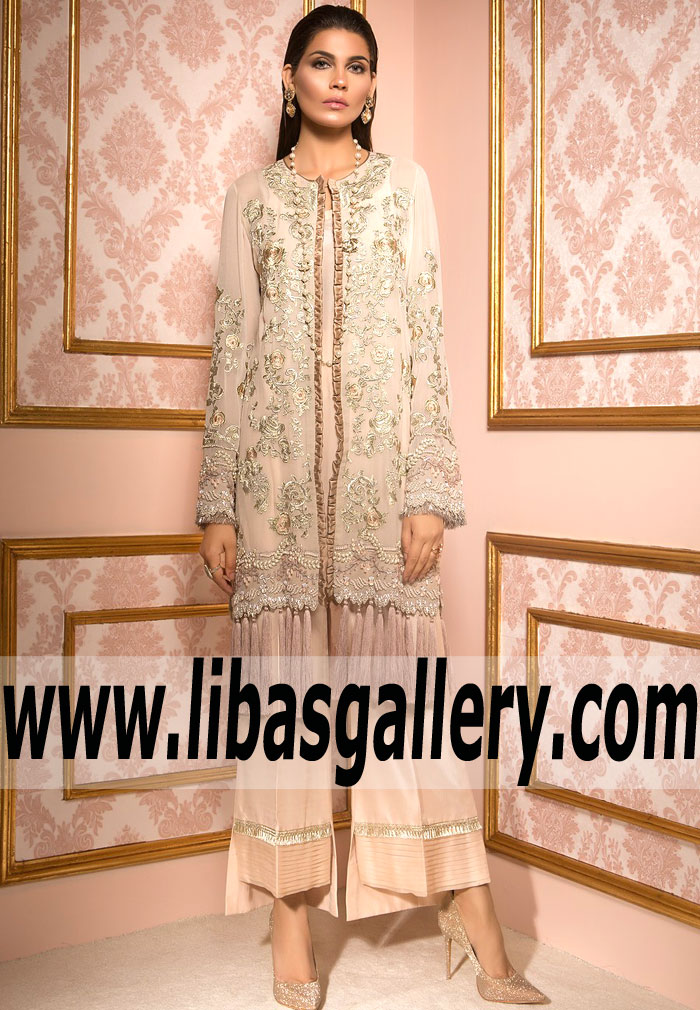Daring Peach Puff Carnation Party Dress