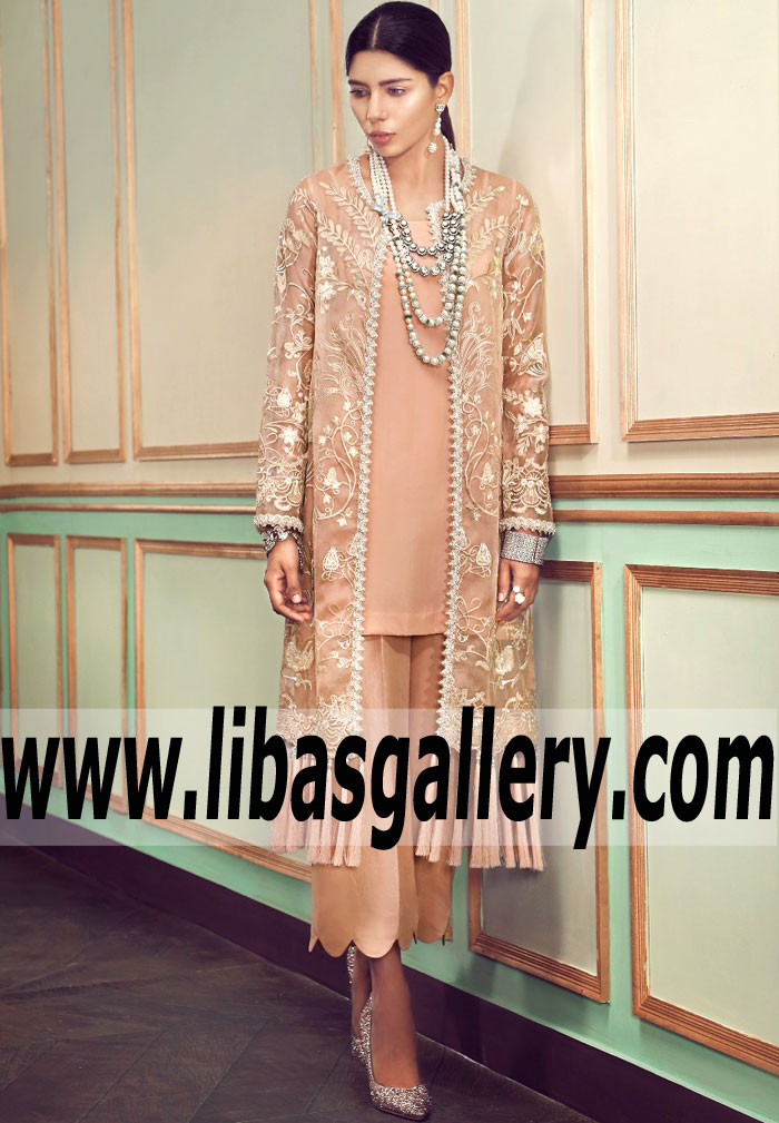 Elan Party Wears 2018 USA Simply Beautiful Peach Jacket Buy Elan New York, Chicago, Los Angeles