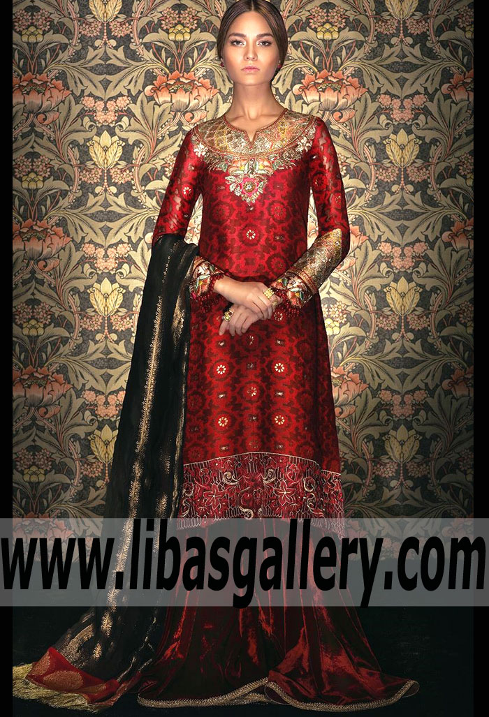 Chic Maroon Lilium Gharara