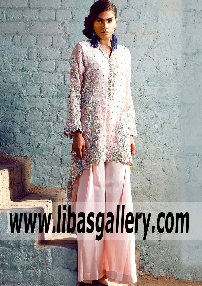 Annus Abrar Designer Dresses 2018 Glamorous Baby Pink Anarkali Japan, New Zealand, Thailand, Malaysia