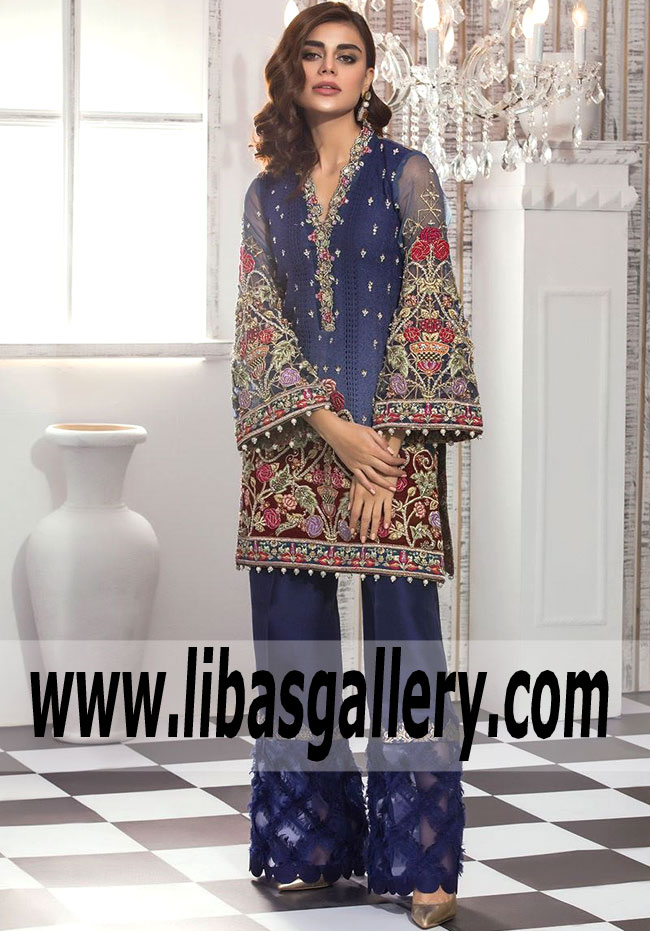 Annus Abrar Party Wear Dresses Magnificent Sapphire Embroidered Dress Glasgow, Edenburgh, Aberdeen, Dundee, Scotland