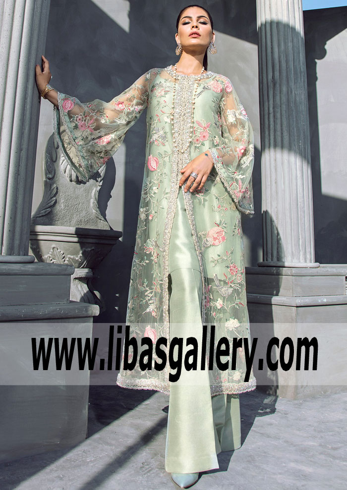 Whimsical Mint Green Carnation Jacket