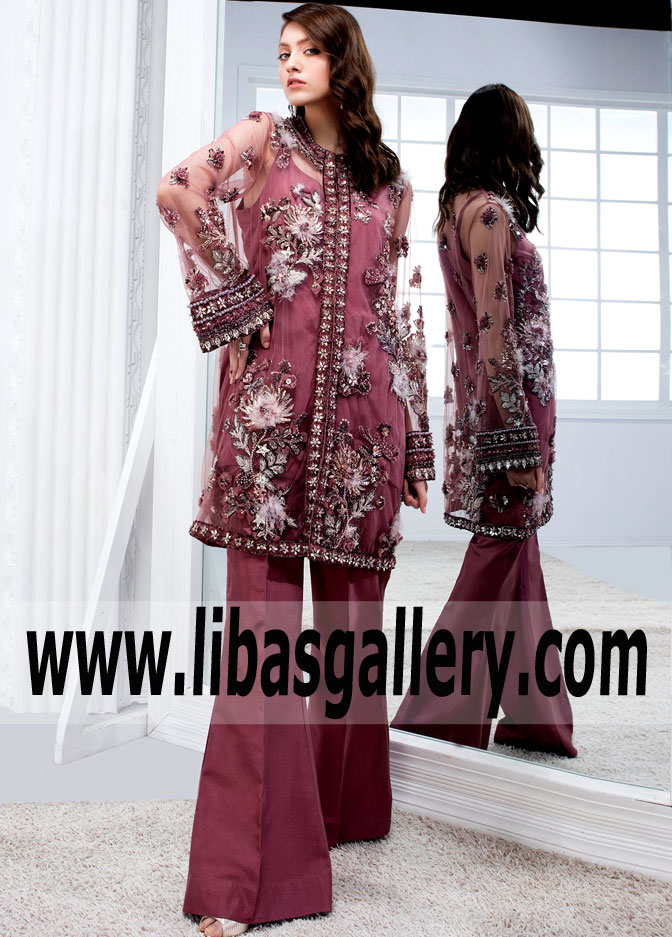 Elegant Prune Eucharis Designer Party Wear Suits