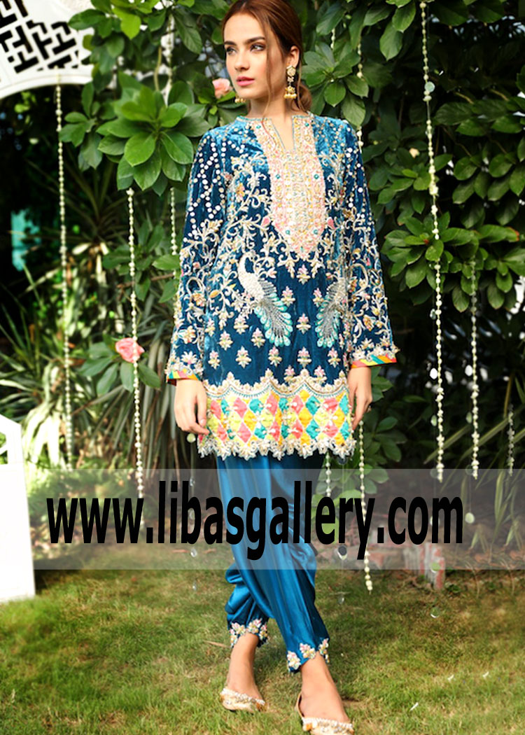 Kingfisher Blue Velvet Party Dress