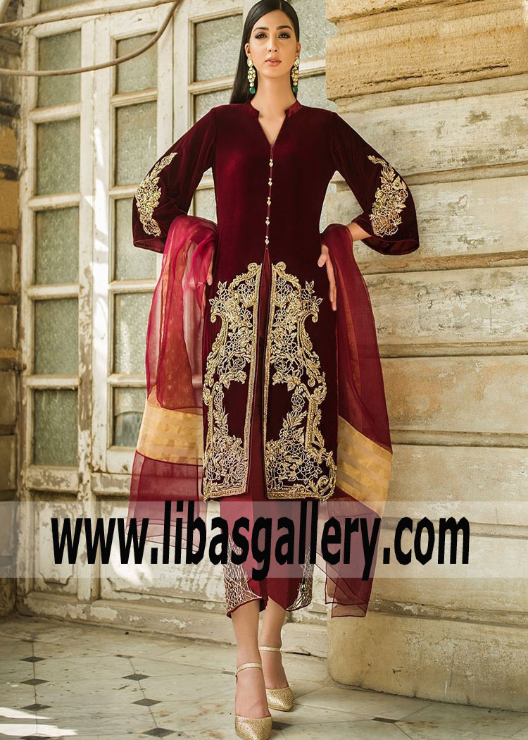 Creative Burgundy Carnation Party Dress