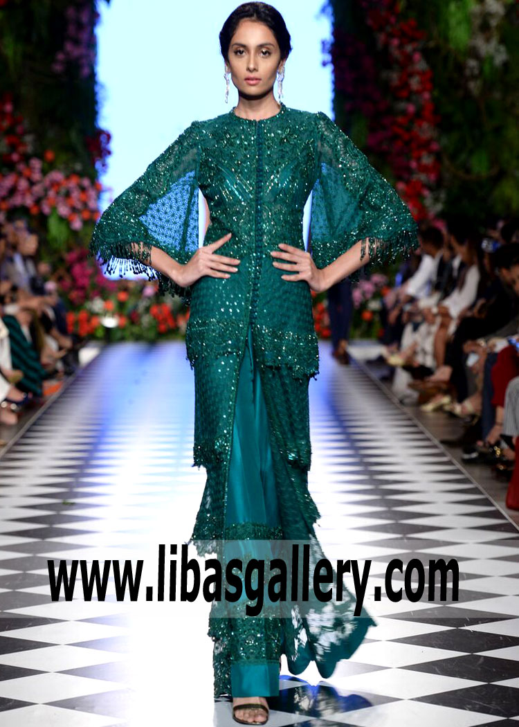 Shimmering Green Eryngium Tier Dress