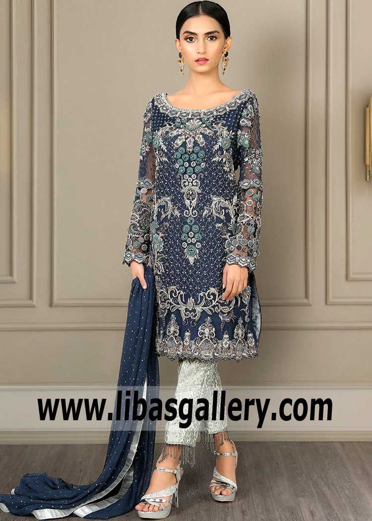 Alluring Prussian Blue Dress for Evening and Party