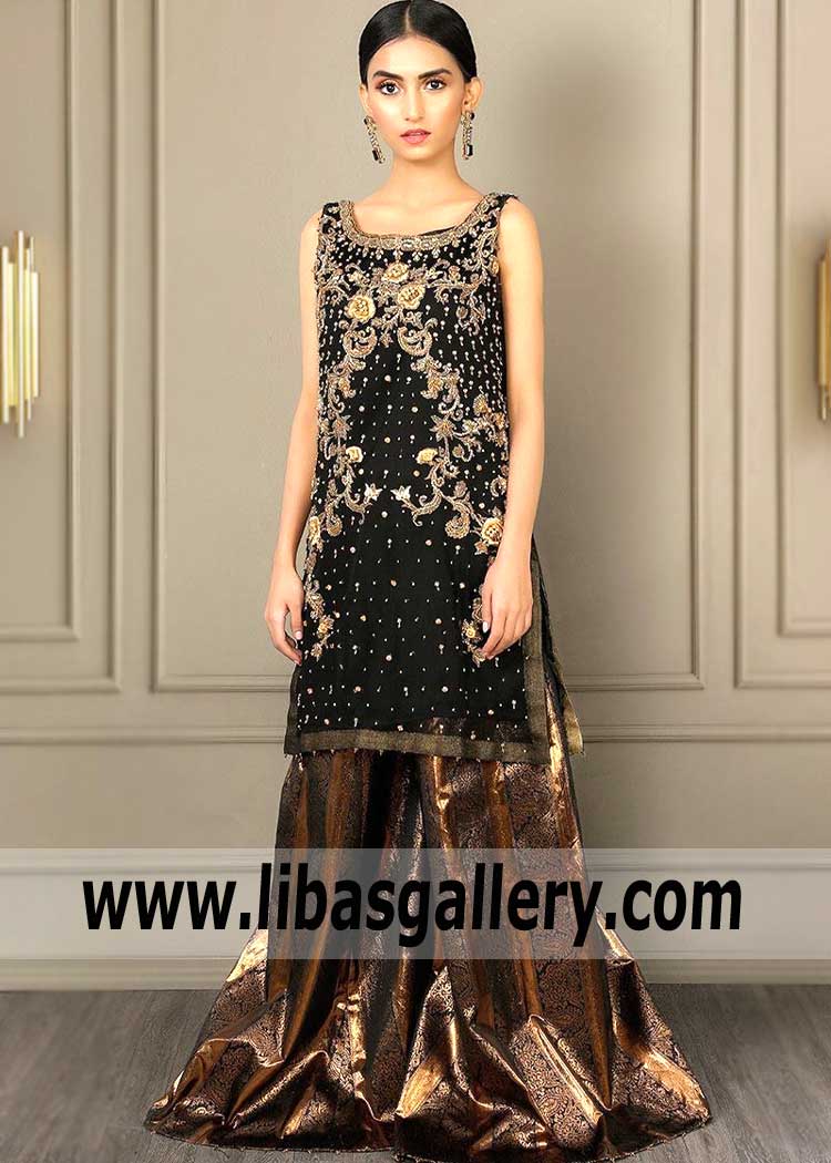 Latest Sharara Designs Buckinghamshire London UK Pakistani Party Dresses for Wedding Guest