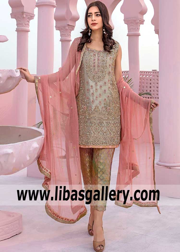 Stylish Pale Silver Dress for Evening and Formal Occasions