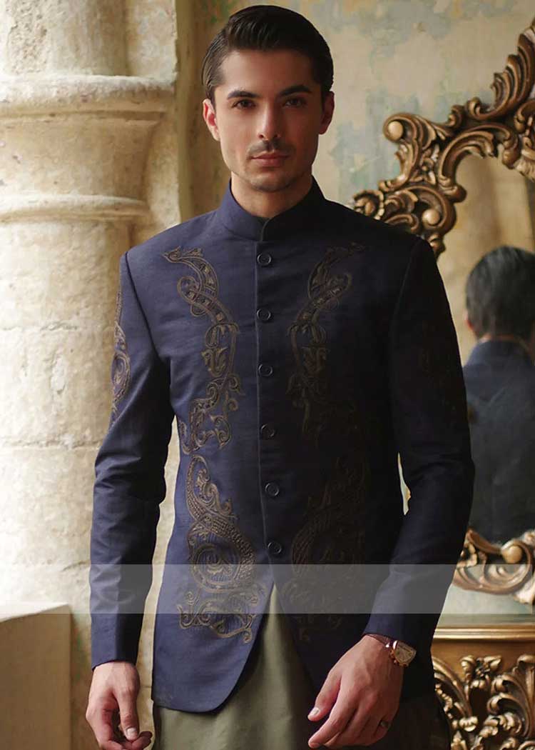 Delft Blue hand Embroidered prince coat