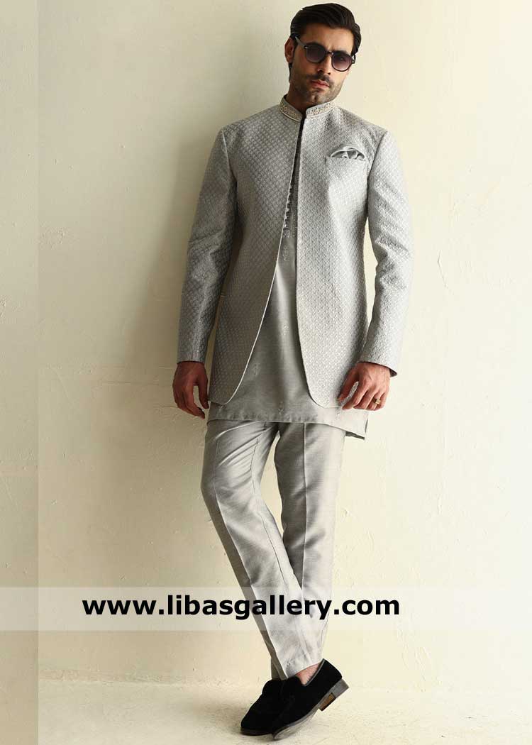 Groom Embroidered raw silk wedding jacket