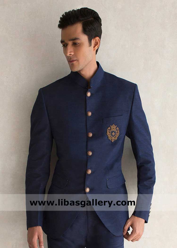 Navy Blue refined prince coat for occasion