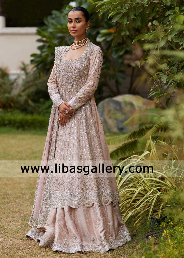Pink Bridal Dress Shirt with Farshi Gharara and Bridal Dupatta gold and silver hand hand embellished by kora dabka Phoenix Toronto Perth Glasgow Pink Bridal Dress Shirt with Farshi Gharara and Bridal Dupatta gold and silver hand hand embellished by kora dabka Phoenix Toronto Perth Glasgow