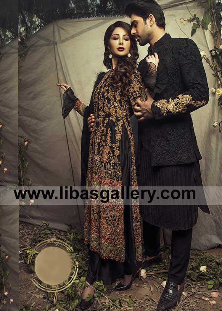 Black Gold Fashion statement Groom Prince Coat 