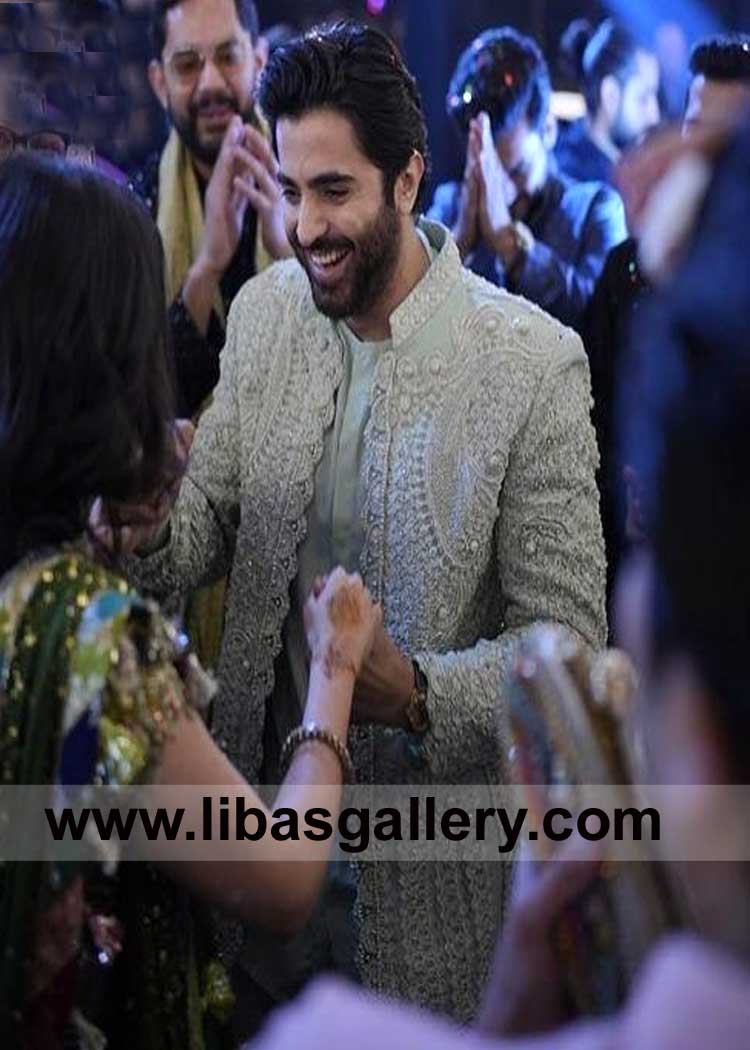 Mint Green Embroidered Jacket for Wedding Day