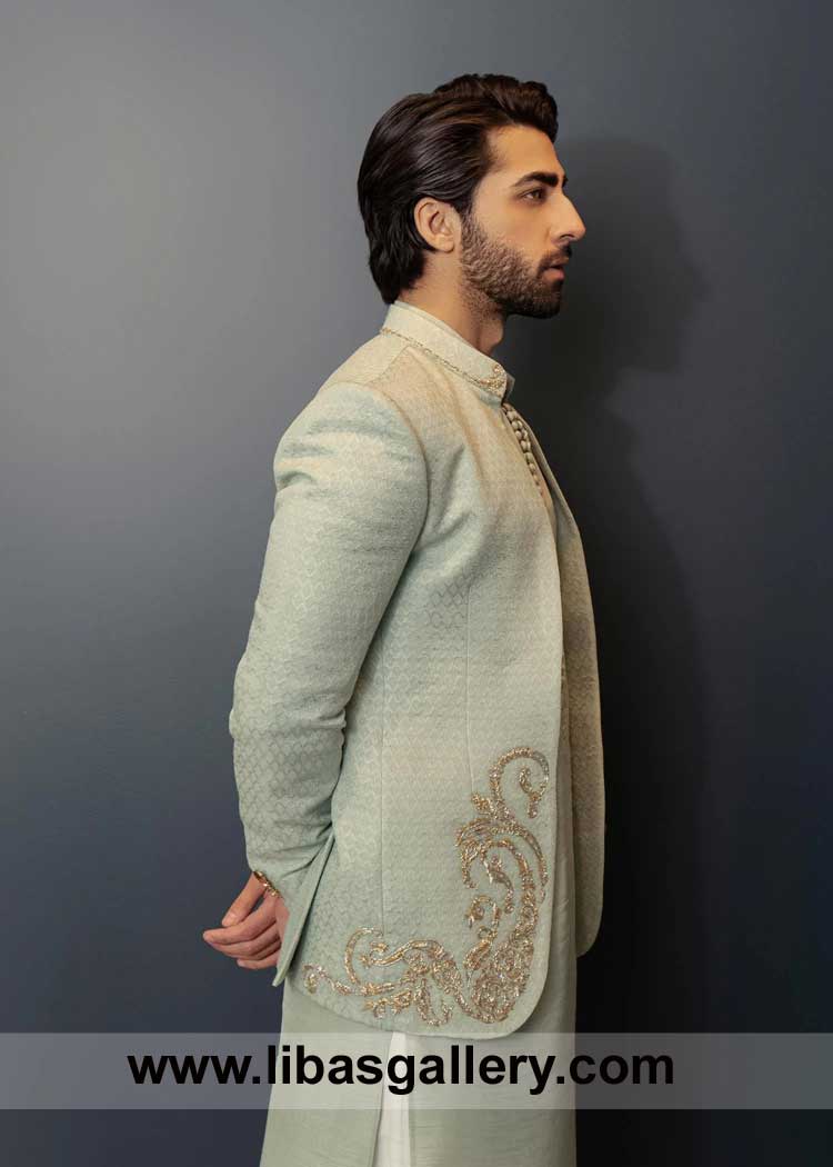 Mint Green embellished Prince Coat