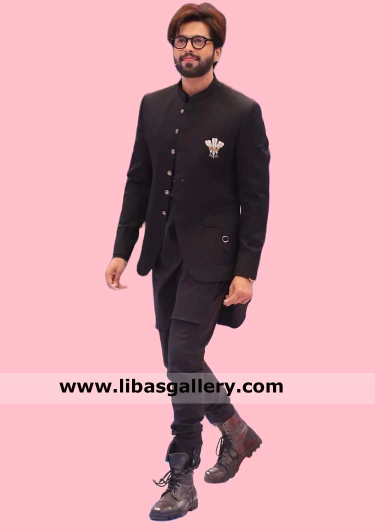 Elegant Black Prince coat in premium fabrics