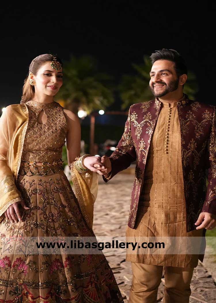 Maroon Embellished Groom Prince Coat