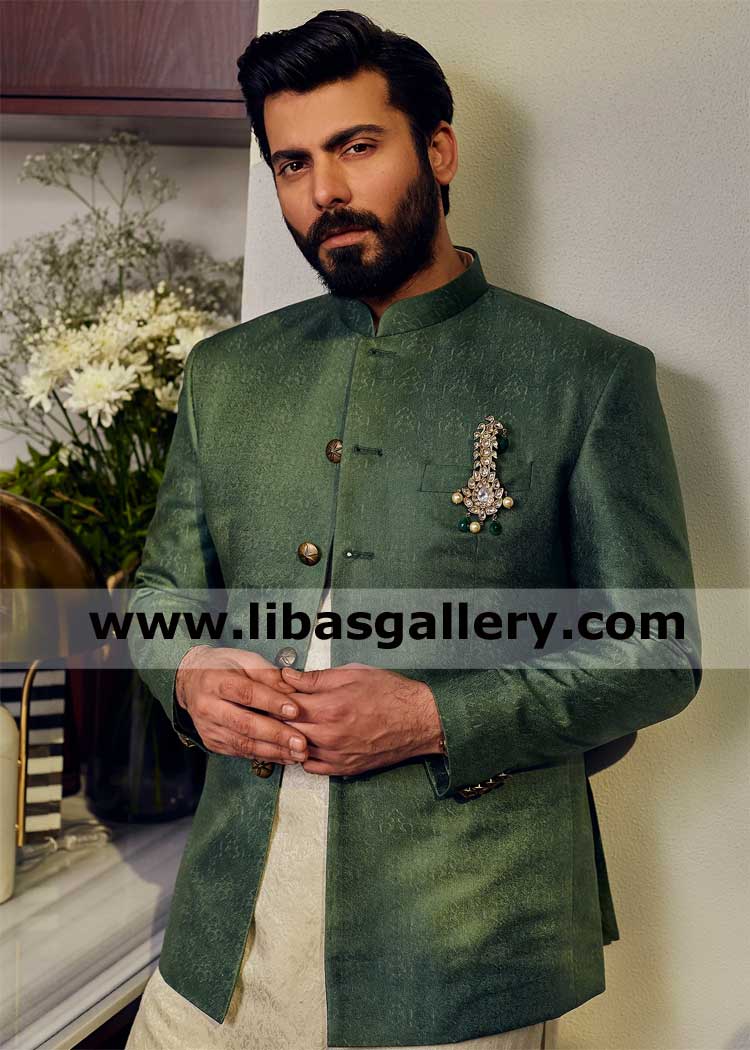 Hunter green precious mehndi and wedding party prince jacket