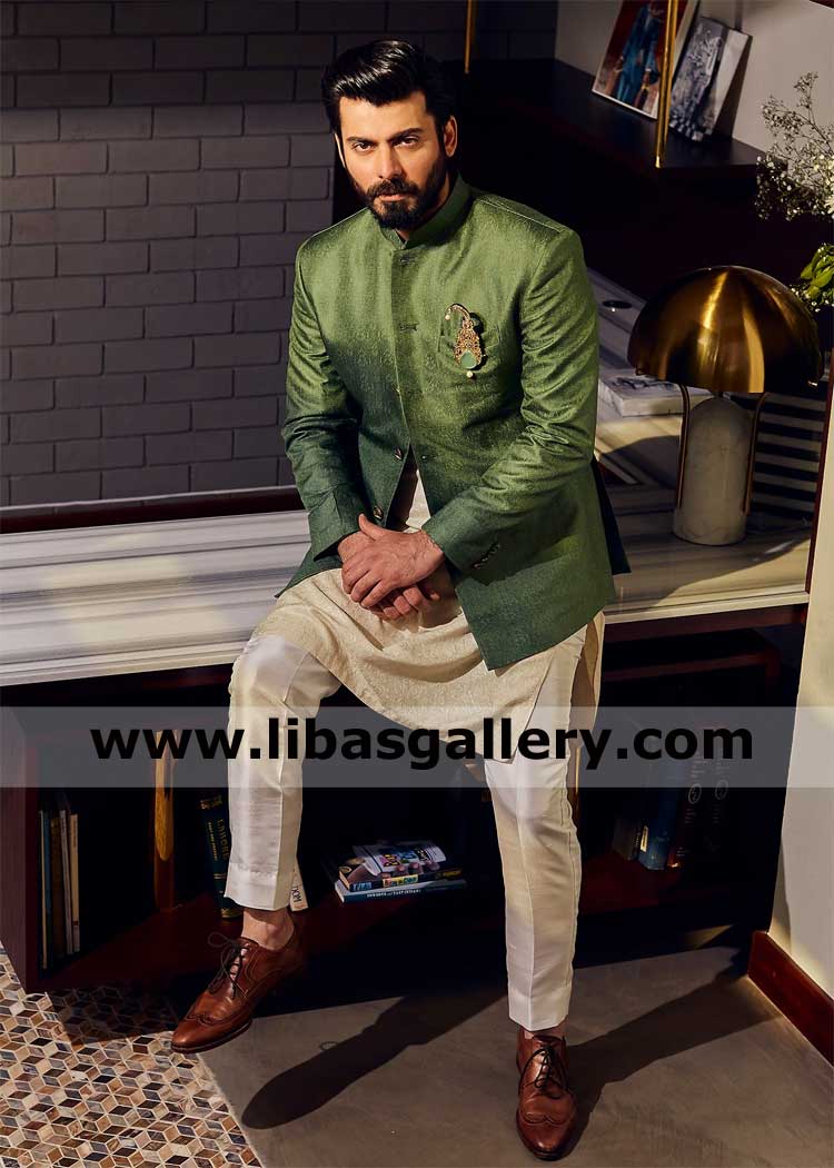 Hunter green precious mehndi and wedding party prince jacket