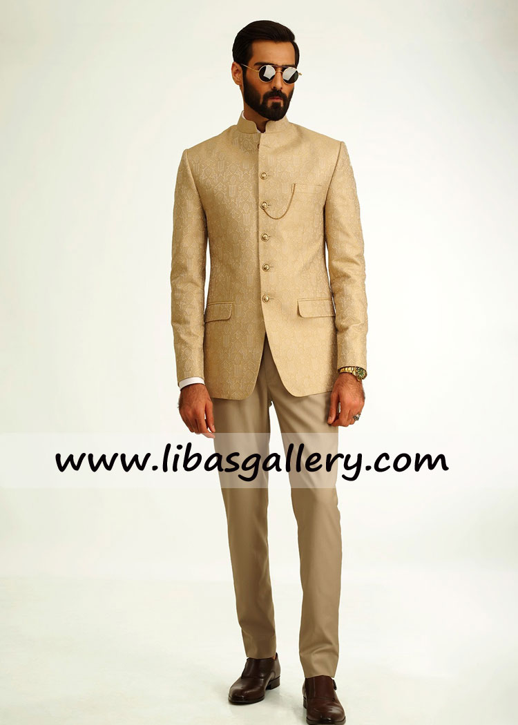 light shade barat day stitched gents prince coat 