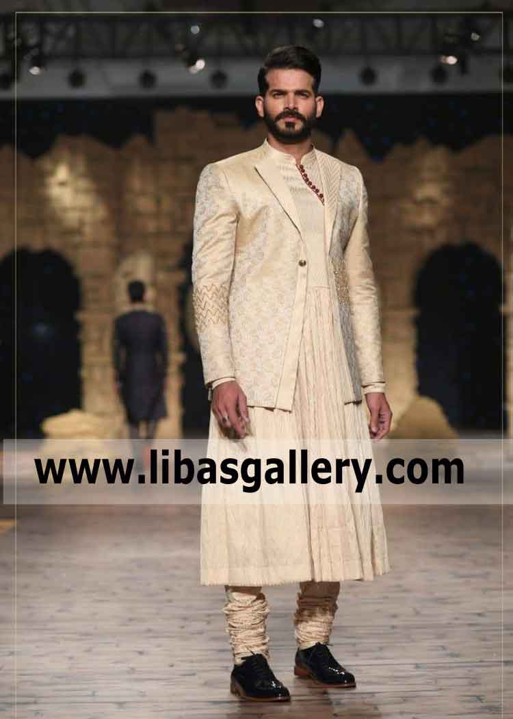 Fantastic Gold Groom prince coat for barat and nikah