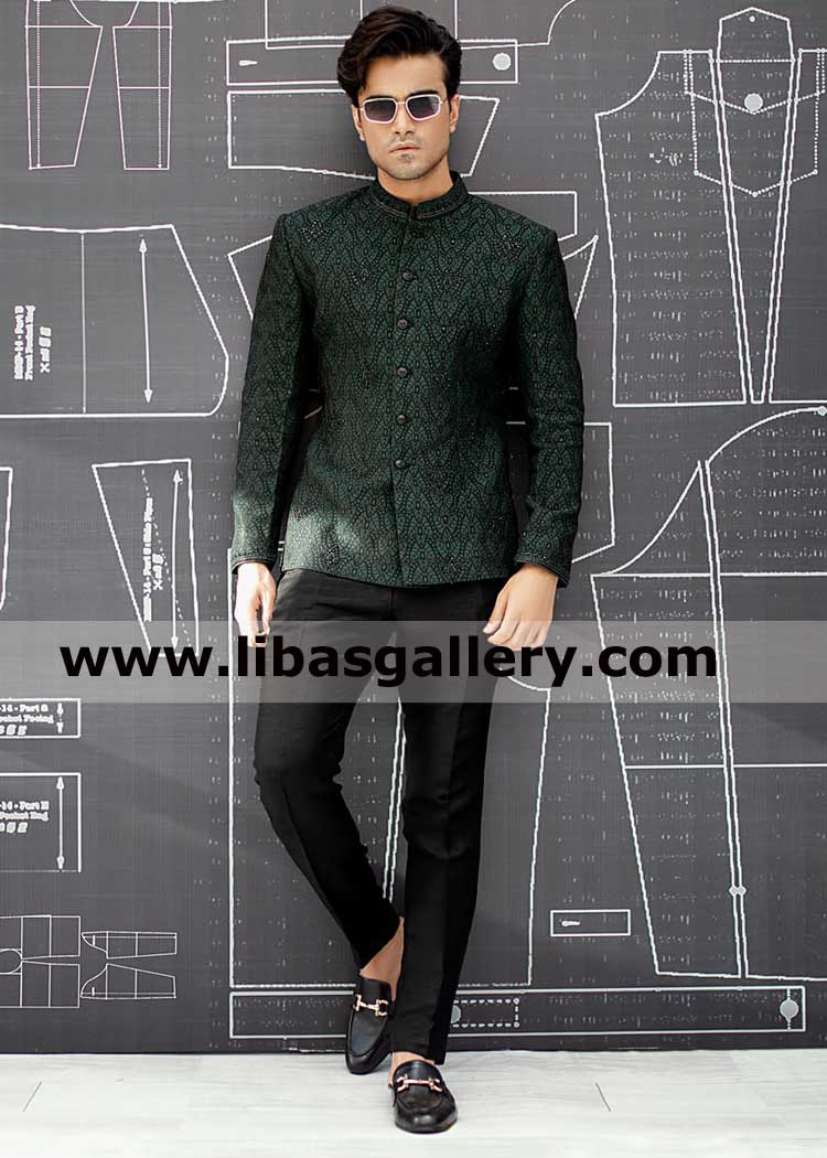 Imported Fabric Gents Prince Coat With Embroidered Motifs