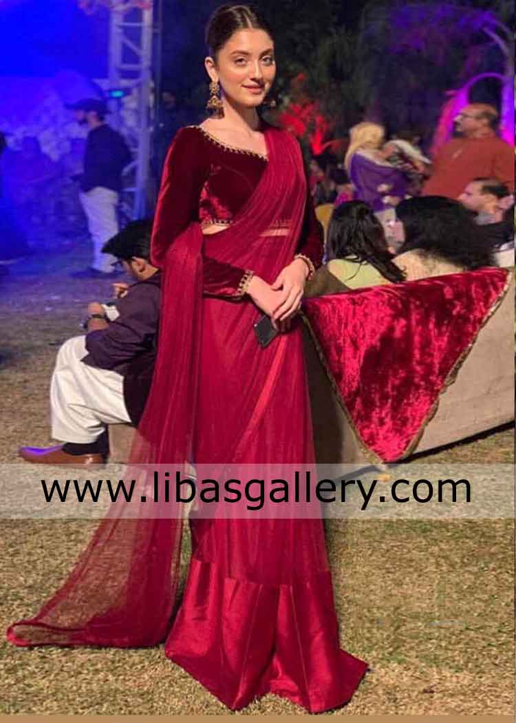Awesome Saree Design for Women velvet blouse