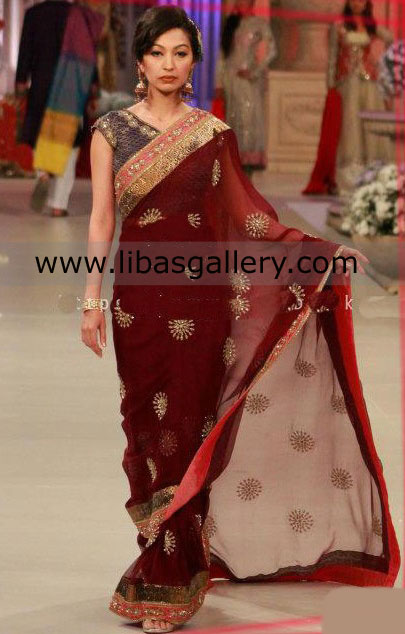 maroon Saree Neville