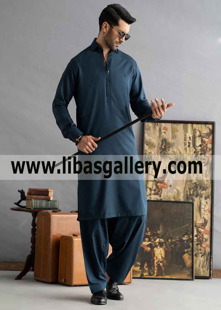 TEAL BLUE Gents KAMEEZ SHALWAR