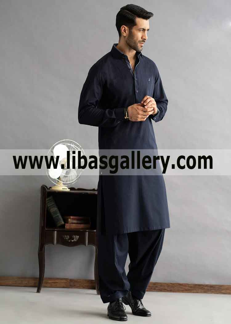 NAVY BLUE LIGHT WEIGHT Male KAMEEZ SHALWAR
