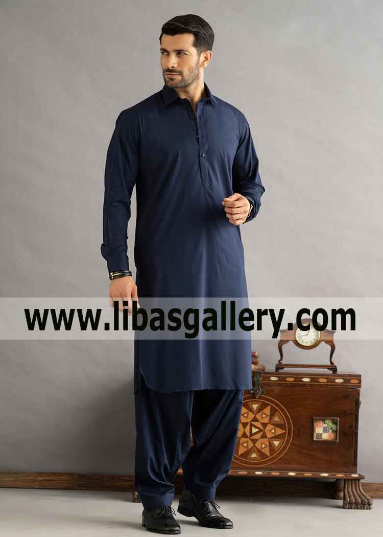Navy blue Male Kameez Shalwar perfection for dapper