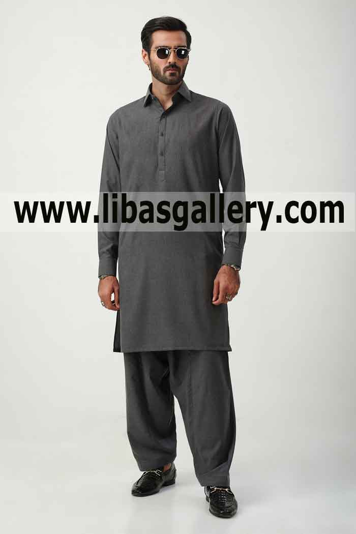 Classic grey kameez Shalwar inspired buttons For a sophisticated and well-dressed man Houston Texas USA Classic grey kameez Shalwar inspired buttons For a sophisticated and well-dressed man Houston Texas USA