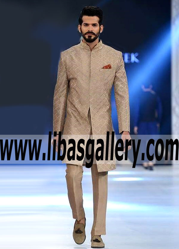 Dashing Embroidered Wedding Sherwani for Bridegroom