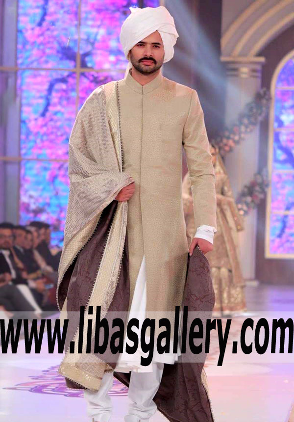 Designer Jamawar Sherwani for Wedding Guest