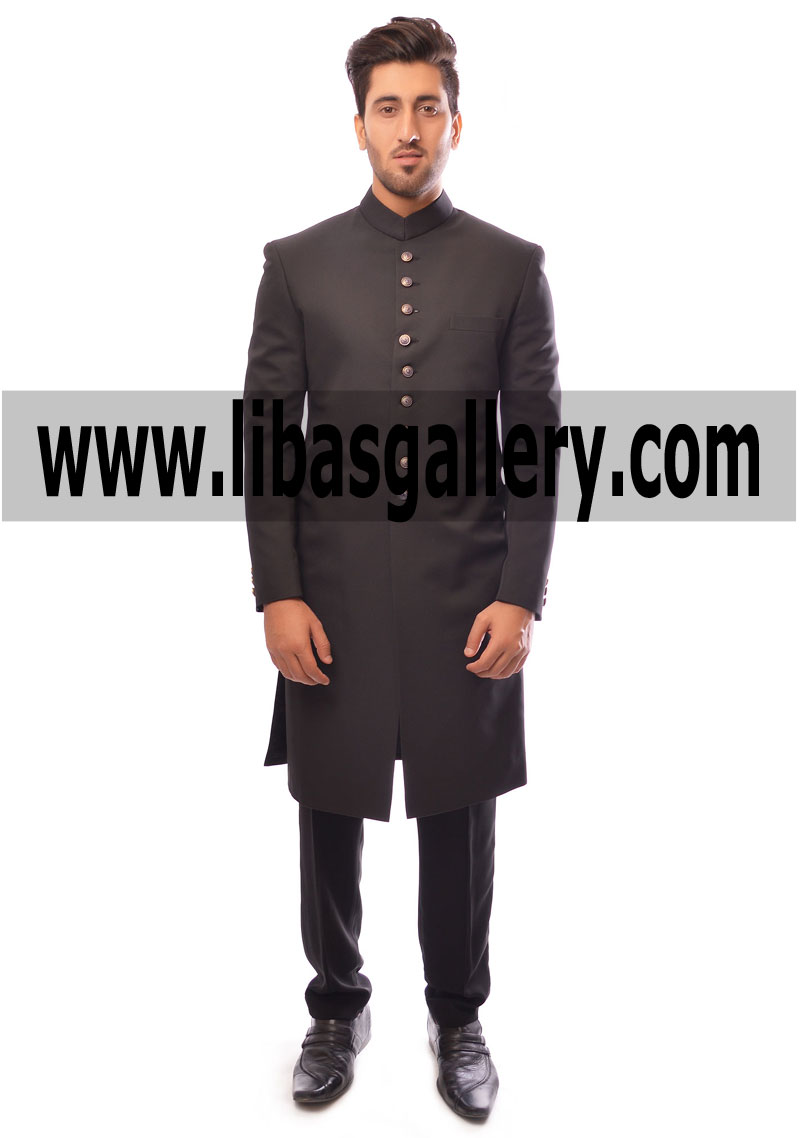 Five star package for Groom Dulha on Wedding Day Wear Sherwani Suit in Dark Colors 2017 with Pants Pajama Shoes Khussa London United Kingdom Five star package for Groom Dulha on Wedding Day Wear Sherwani Suit in Dark Colors 2017 with Pants Pajama Shoes Khussa London United Kingdom