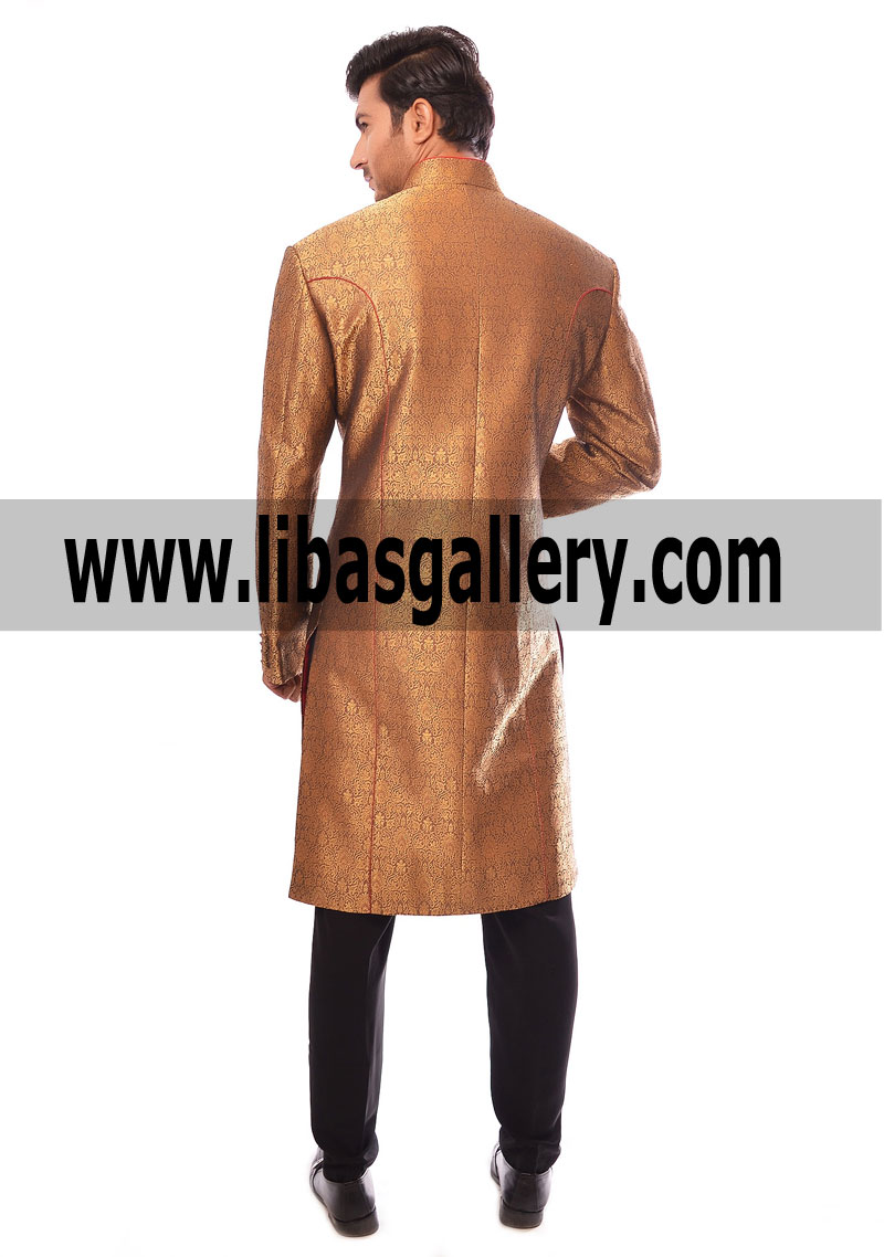 Groom Mad for Designer Sherwani Suit to Wear on Wedding Nikah Day with Trouser Shoes